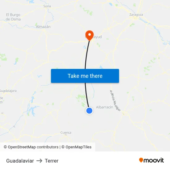 Guadalaviar to Terrer map