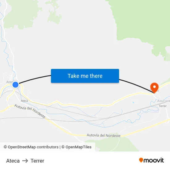 Ateca to Terrer map
