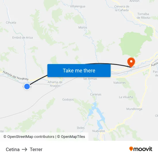 Cetina to Terrer map