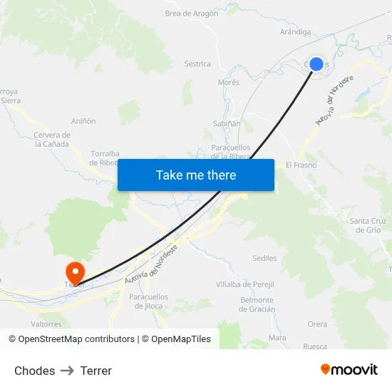 Chodes to Terrer map