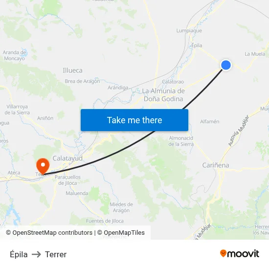 Épila to Terrer map