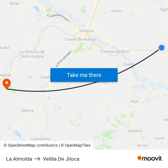 La Almolda to Velilla De Jiloca map