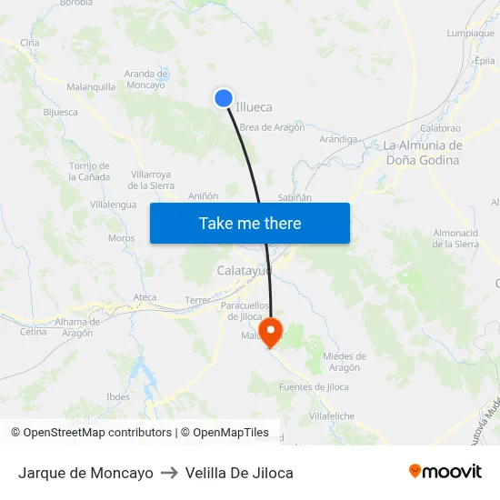 Jarque de Moncayo to Velilla De Jiloca map