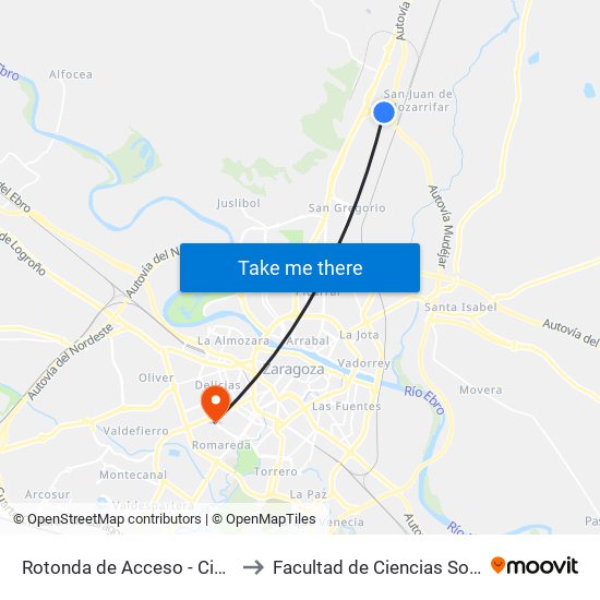 Rotonda de Acceso - Ciudad Del Transporte to Facultad de Ciencias Sociales y Del Trabajo map