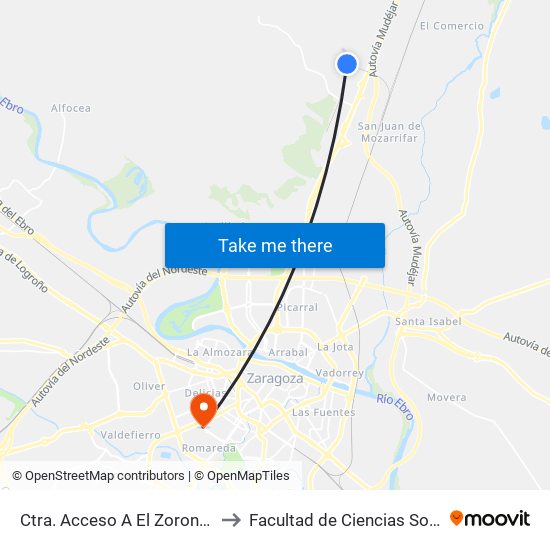 Ctra. Acceso A El Zorongo Frente A Aspace to Facultad de Ciencias Sociales y Del Trabajo map