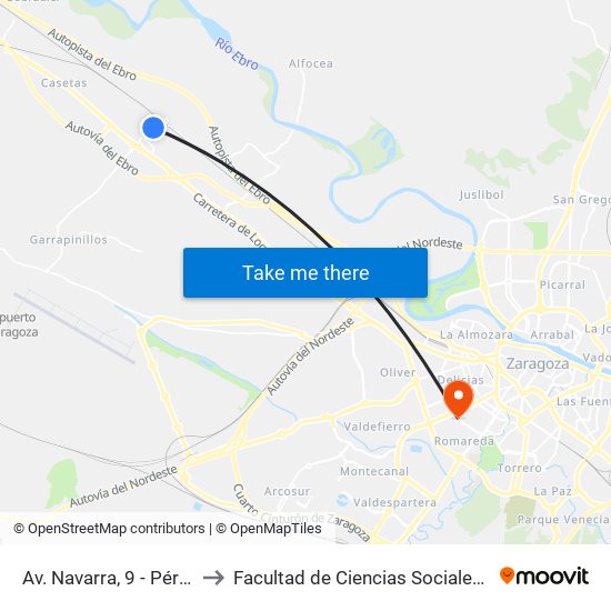 Av. Navarra, 9 - Pérez Galdós to Facultad de Ciencias Sociales y Del Trabajo map