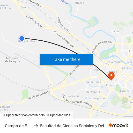 Campo de Fútbol to Facultad de Ciencias Sociales y Del Trabajo map