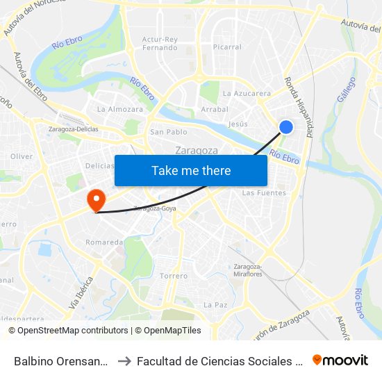 Balbino Orensanz N. º 29 to Facultad de Ciencias Sociales y Del Trabajo map