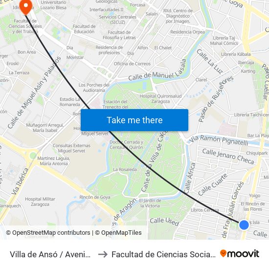 Villa de Ansó / Avenida de América to Facultad de Ciencias Sociales y Del Trabajo map