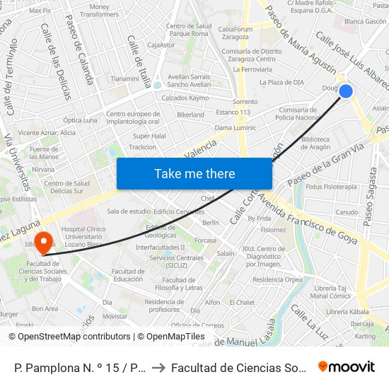 P. Pamplona N. º 15 / Puerta Del Carmen to Facultad de Ciencias Sociales y Del Trabajo map