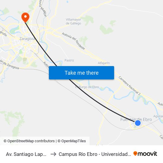 Av. Santiago Lapuente, 26 to Campus Río Ebro - Universidad de Zaragoza map
