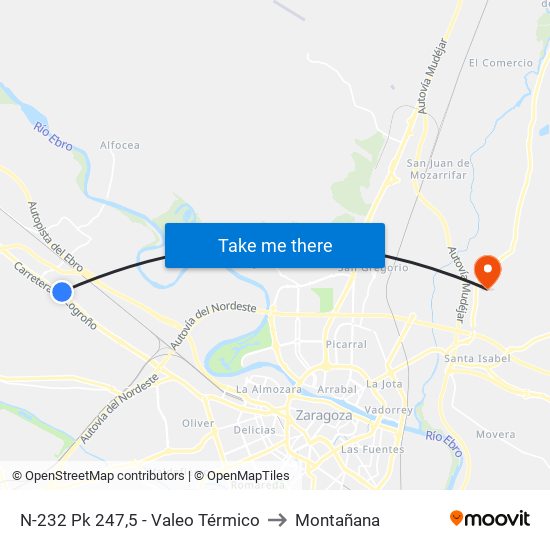 N-232 Pk 247,5 - Valeo Térmico to Montañana map