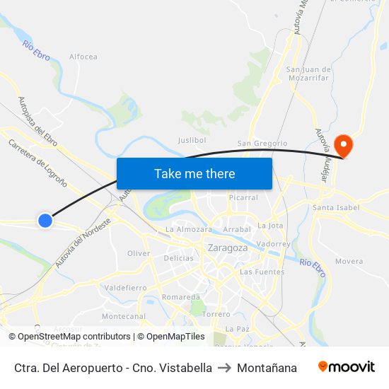 Ctra. Del Aeropuerto - Cno. Vistabella to Montañana map