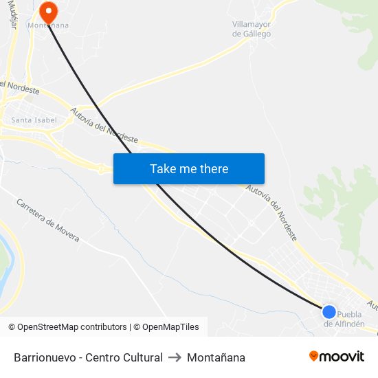 Barrionuevo - Centro Cultural to Montañana map