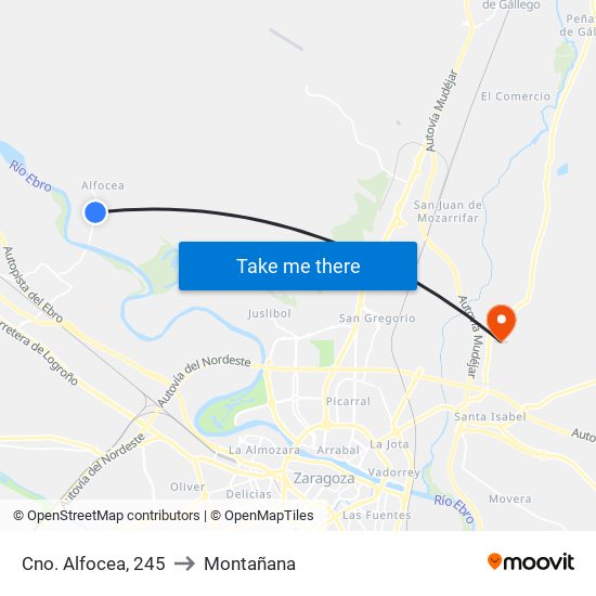 Cno. Alfocea, 245 to Montañana map