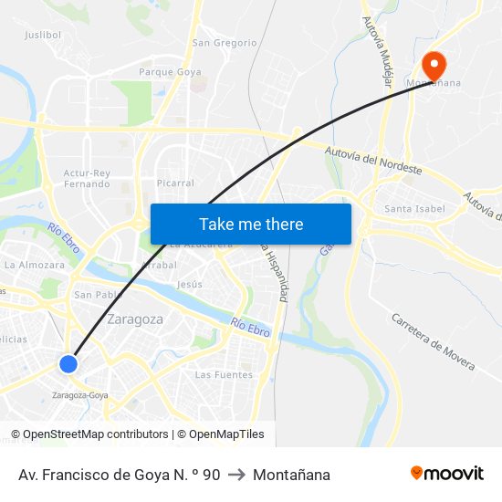 Av. Francisco de Goya N. º 90 to Montañana map