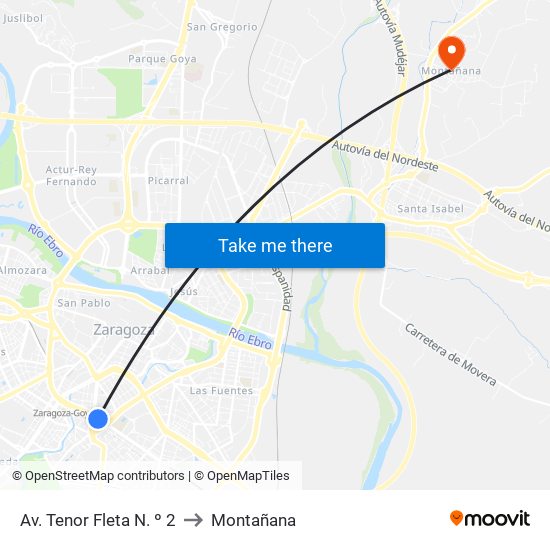 Av. Tenor Fleta N. º 2 to Montañana map