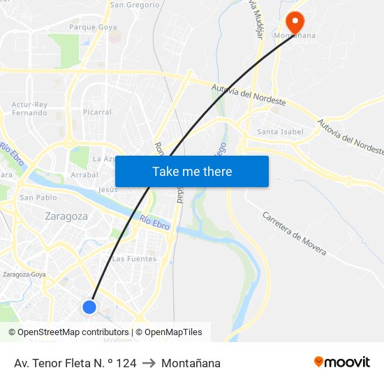 Av. Tenor Fleta N. º 124 to Montañana map