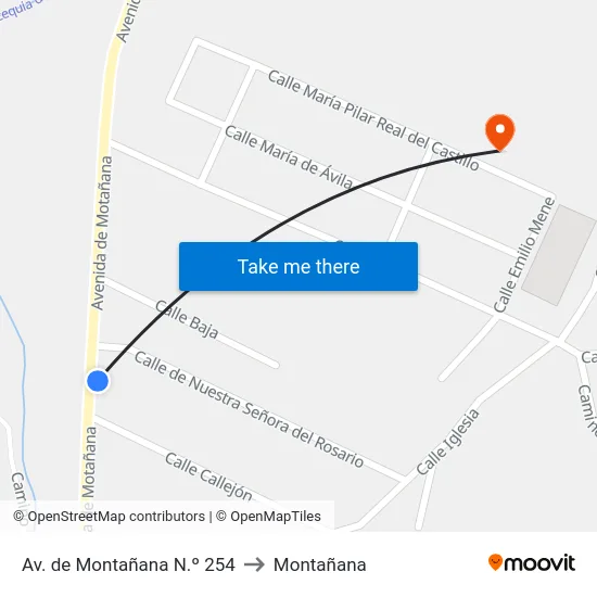 Av. de Montañana N.º 254 to Montañana map