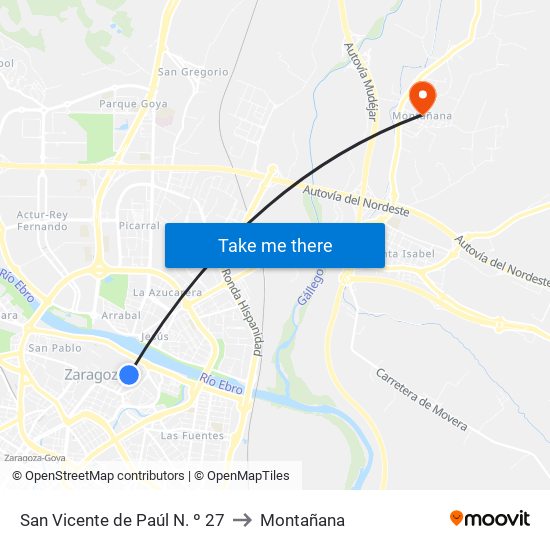 San Vicente de Paúl N. º 27 to Montañana map