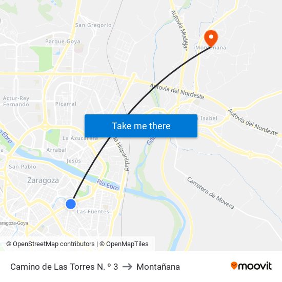 Camino de Las Torres N. º 3 to Montañana map