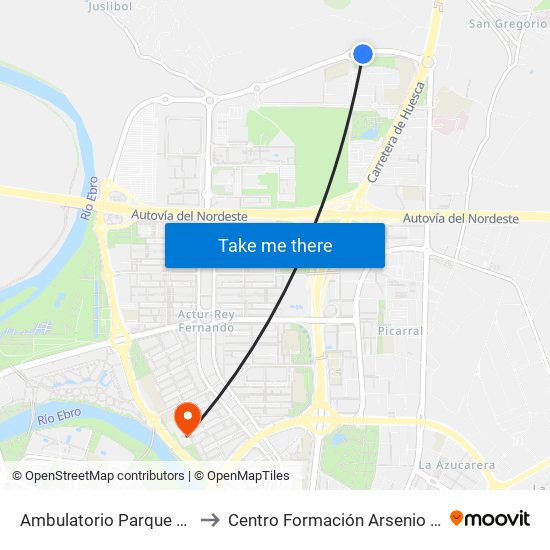 Ambulatorio Parque Goya II to Centro Formación Arsenio Jimeno map
