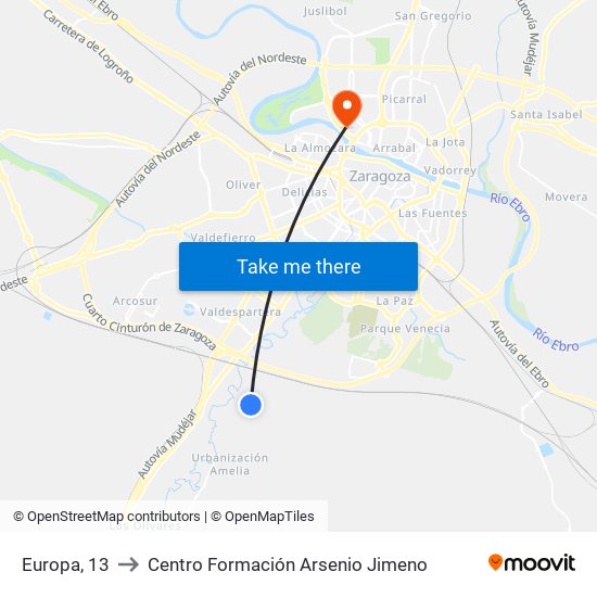 Europa, 13 to Centro Formación Arsenio Jimeno map