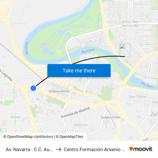 Av. Navarra - C.C. Augusta to Centro Formación Arsenio Jimeno map