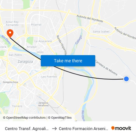 Centro Transf. Agroalimentaria to Centro Formación Arsenio Jimeno map