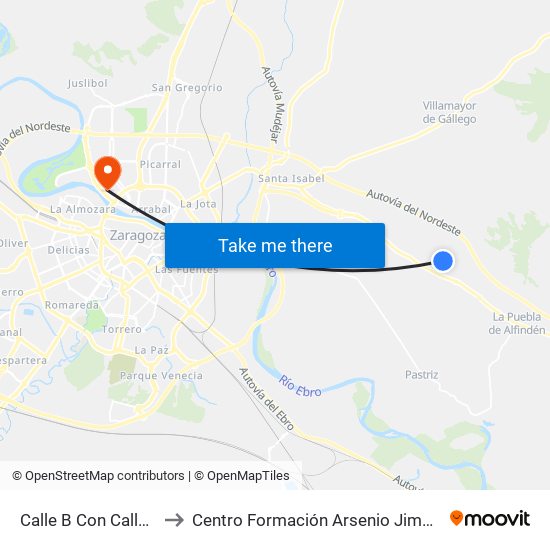 Calle B Con Calle D to Centro Formación Arsenio Jimeno map