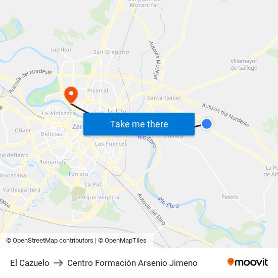 El Cazuelo to Centro Formación Arsenio Jimeno map