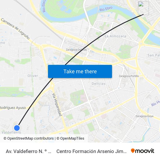 Av. Valdefierro N. º 43 to Centro Formación Arsenio Jimeno map