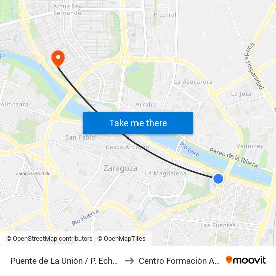 Puente de La Unión / P. Echegaray y Caballero to Centro Formación Arsenio Jimeno map