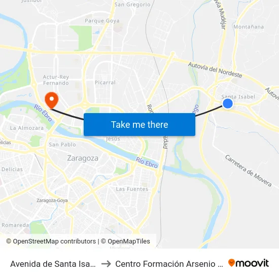 Avenida de Santa Isabel, 82 to Centro Formación Arsenio Jimeno map