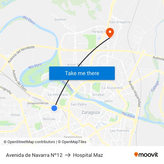 Avenida de Navarra Nº12 to Hospital Maz map