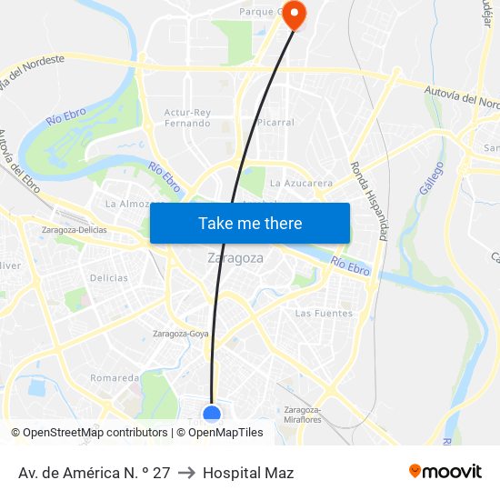 Av. de América N. º 27 to Hospital Maz map