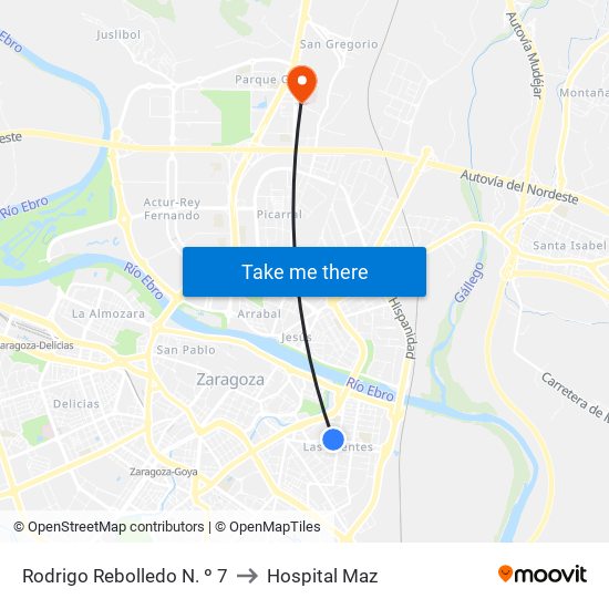 Rodrigo Rebolledo N. º 7 to Hospital Maz map