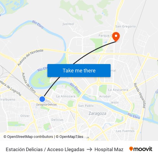 Estación Delicias / Acceso Llegadas to Hospital Maz map