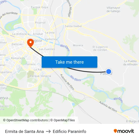 Ermita de Santa Ana to Edificio Paraninfo map
