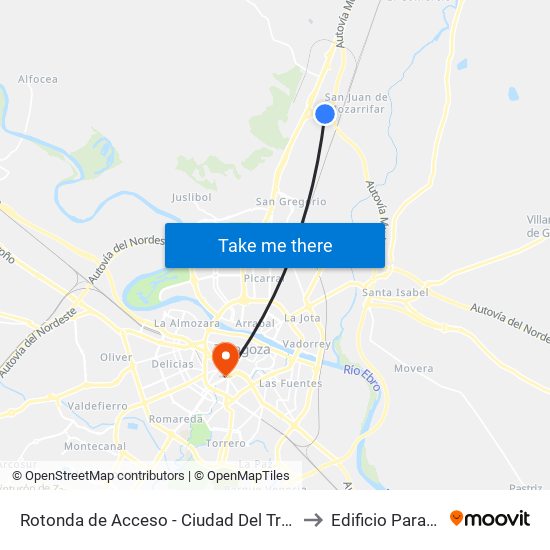 Rotonda de Acceso - Ciudad Del Transporte to Edificio Paraninfo map