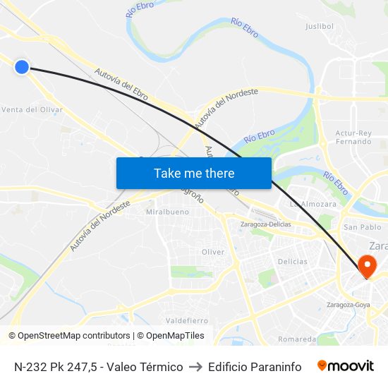 N-232 Pk 247,5 - Valeo Térmico to Edificio Paraninfo map