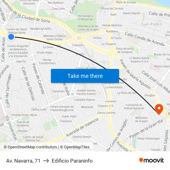 Av. Navarra, 71 to Edificio Paraninfo map