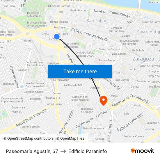 Paseomaría Agustín, 67 to Edificio Paraninfo map