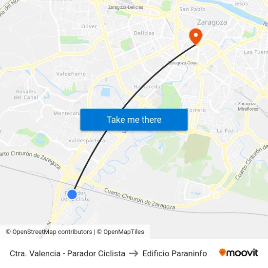 Ctra. Valencia - Parador Ciclista to Edificio Paraninfo map