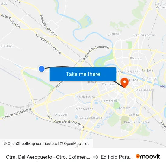 Ctra. Del Aeropuerto - Ctro. Exámenes Tráfico to Edificio Paraninfo map