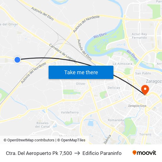 Ctra. Del Aeropuerto Pk 7,500 to Edificio Paraninfo map