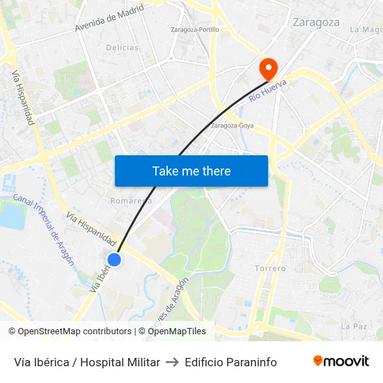 Vía Ibérica / Hospital Militar to Edificio Paraninfo map