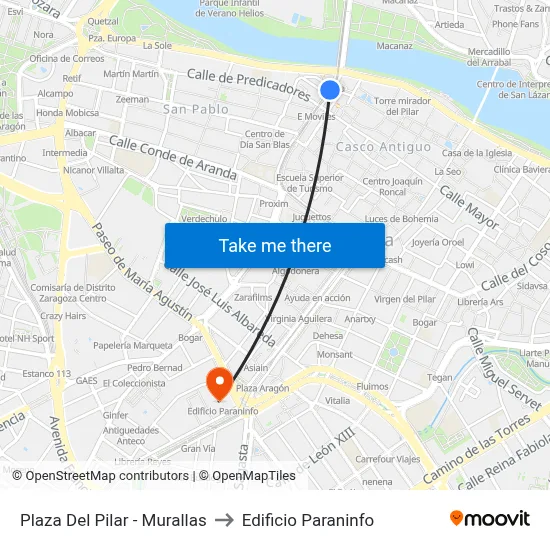 Plaza Del Pilar - Murallas to Edificio Paraninfo map