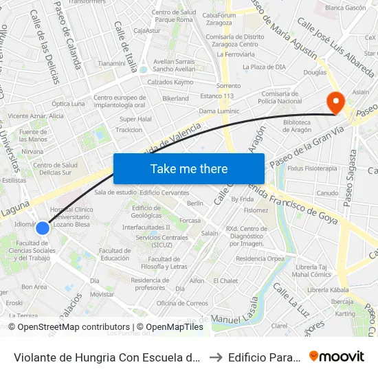 Violante de Hungria Con Escuela de Idiomas to Edificio Paraninfo map