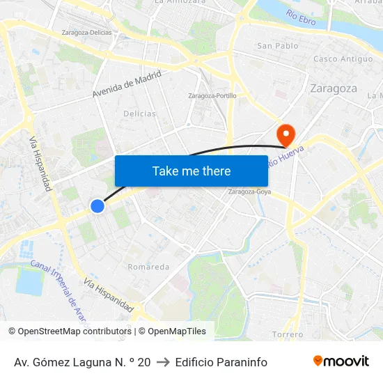 Av. Gómez Laguna N. º 20 to Edificio Paraninfo map
